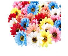 Juvale Künstliche Blumenköpfe – 60 Stück Kunst-Blumen für Hochzeitsdekorationen, Babypartys, Basteln, gänseblümchen