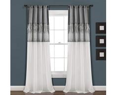 Lush Decor Vorhang für Wohnzimmer, Schlafzimmer, Esszimmer, 213,4 x 106,7 cm, Grau und Weiß