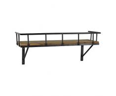 Benjara Wandregal aus Holz mit Metallhalterungen, Schwarz/Braun