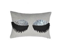 jw Lange Wimpern Kissen wendbar Pailletten Deko Wolle Überwurf Kissen Home Sofa Auto Hochzeit Kopfkissen, Wolle und Wollgemisch, silber, 12x20 Inch