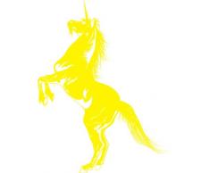 INDIGOS 4051095054382 Wandtattoo W614 Einhorn Pferd Tier fabelwesen 80 x 44 cm, Wandaufkleber in 3 Größen, gelb