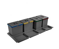 ELLETIPI Metropolis ptc28 12050 4 F C10 PPV Mülleimer Mülltrennung-Schublade, grau, 111 x 46 x 28 cm