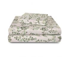 SUN WASHED Sonnenwaschbar, 100% Baumwolle, 170 g/m², Flanell, superweich, warm und flauschig, 4-teiliges Bettwäsche, bis zu 40,6 cm Tiefe Tasche. King Blumenmuster mit Rosenkranz