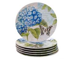 Certified International 27365SET6 Geschirr für den Garten, Hortensie, mehrfarbig