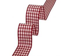 Präsent - VICHY Geschenkband - bordeaux/créme - 20-m-Rolle 10 mm