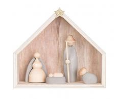 Creative Co-op Weihnachtskrippe aus Naturholz und Zement