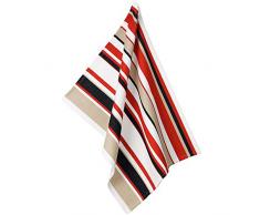 kela 11735 Geschirrtuch Tabea Cups im Streifendesign breit, Baumwolle, weiÃ/rot / Taupe, 50 x 60 x 1 cm