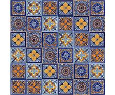 Color y Tradicion Mexikanische Fliesen Mix Box mit 100 Talavera Fliesen handbemalt 5 koloniale Muster F70