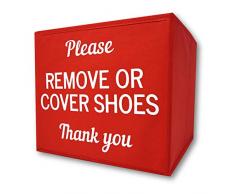 RE Goods Schuh-Abdeckbox, Einweg-Schuh-Halter für Makler und offene Häuser, Bitte abdecken oder entfernen Sie Schuheimer, Schuh-Box Rot