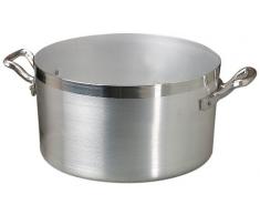 Pentole Agnelli Kasserolle Hoch aus Aluminium BLTF, mit 2 Griffen aus Edelstahl, Silber, 7 Liter