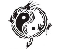 INDIGOS WG20006-86 Wandtattoo w006 Drachen Jing Jang China Japan, 96 x 85 cm, blau