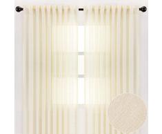 Chanasya Vorhänge aus belgischem Leinen, texturiert, für Wohnzimmer, Schlafzimmer, Fenster, Terrasse, Büro, teilweise durchsichtige Fenster, Vorhänge für Heimdekoration, 2 Stück Casual W52xH108 Inches gelb