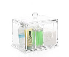 Richboom Acryl Make-up Vorratsdose und Wattestäbchen Halter mit 4 Fächer, Plastik, farblos, M