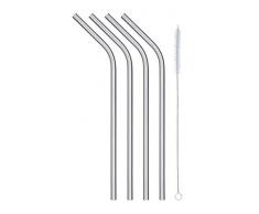 KitchenCraft KCSSSTRAW4PC Wiederverwendbare Reinigungsbürste für Trinkhalme, Edelstahl
