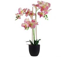 Leaf Orchidee mit Blättern, groß, 70 cm, Hellrosa, Verschiedene Materialien