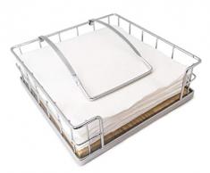 NERTHUS Serviettenhalter aus Edelstahl und Holzboden, Edelstahl