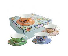 Cottage Garden Windsor Teetassen und Untertassen-Set, Mehrfarbig
