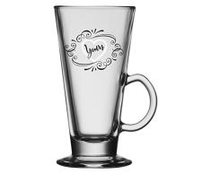 I Style Yours Latte Tasse, Glas, transparent/weiß, 2 Stück
