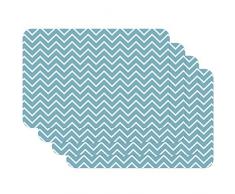 Venilia Tischset Platzset für Esszimmer HELLBLAU/WEISS ZICKZACK-MUSTER, 4er Set abwischbar Polypropylen, lebensmittelecht 4 Stk. 45 x 30 cm, 4 Stück, 59077