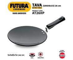 Futura Harteloxierte konkave Grillplatte 4,06 mm mit Stahlgriff 10 With Plastic Handle. schwarz