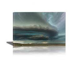 Eurographics Riesiges Supercell Gemälde für Heimdekoration, gerahmt, 61 x 91 cm, Beige, Violett, Grün, Elfenbein