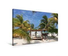 Premium Textil-Leinwand 75 x 50 cm Quer-Format Strandliege unter Palmen | Wandbild, HD-Bild auf Keilrahmen, Fertigbild auf hochwertigem Vlies, Leinwanddruck von Frank Hornecker