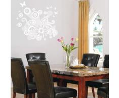 INDIGOS 4052166140751 Wandtattoo w651 Partei schöne Schmetterlinge und Blumen Wandaufkleber 120 x 115 cm, weiß