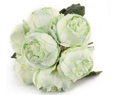 Louiesya Künstliche Blumen Pfingstrosen Pflanzen Seidenblumen-Arrangements Hochzeit Bouquets Dekorationen Kunststoff Floral Tisch Tafelaufsatz Home Küche Garten Party Dekor Pea Green