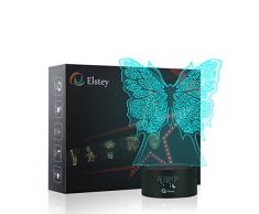Elstey 3D-LED-Nachtlicht, 3D-Optische Illusion, 7 Farben, Touch-Tisch, visuelle Lampe für Zuhause, Dekoration Antik schmetterling