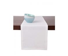 Solino Home Mittelschwerer Tischläufer, Platzdeckchen und Vesta runde Platzdeckchen 14 x 120 Inch weiß