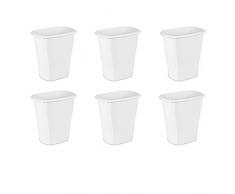 Sterilite 10538006 10 Liter rechteckig Abfalleimer, weiß, 6er Pack