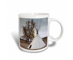 3dRose, Waschbecken, stuhr, Tipi, Tasse aus Keramik, Weiß, 10,16 x 7,62 x 9,52 cm