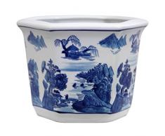 Oriental Möbel 25,4 cm Landschaft blau & weiß Blumentopf Porzellan