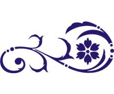 INDIGOS UG Wandtattoo/Wandaufkleber-e24 abstraktes Design Tribal/schöne geschwungene Blumenranke mit Punkten und großer Blüte im Garten 160x72 cm- Blau, Vinyl, 160 x 72 x 1 cm