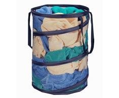 DurReus Faltbare Wäschekorb mit Reißverschluss und Deckel, platzsparend, mit Seil, Tragegriffe, für Schule, Wohnheim, Kinderzimmer, Büro Elektrisch 15.7 X 23.6 Navy