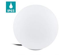 EGLO Garten Kugel Monterolo, 1 flammige Außenleuchte, Stehleuchte aus Kunststoff, Fassung: E27, Ø: 30 cm, IP65, weiß