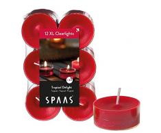 Spaas 12 Maxi Duft-Teelichter in transparenter Klartasse, Paraffinwachs, Kunststoff, True Red, T 56 mm x H 21 mm