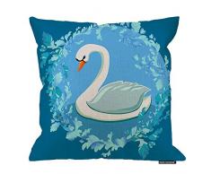 HGOD DESIGNS Kissenbezug Schwan Design, romantisch, Baumwolle, Leinen, Polyester, Dekoration, Sofa, Schreibtisch, Stuhl, Schlafzimmer, 40,6 x 40,6 cm 18x18 Inch A1-0034
