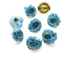 Silkflowers.com Seidenblumen in Großhandel, Kunstblumen, Kunstblumen, für Hochzeit, Party, Garten, Dekoration, 4,5 cm, 30 Stück blau