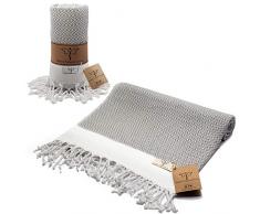 Smyrna Original türkisches Strandtuch aus 100% Baumwolle, vorgewaschen, 39 x 180 cm, Pestemal und Türkisches Badetuch für SPA, Strand, Pool, Fitnessstudio und Badezimmer grau