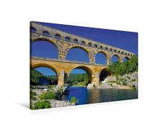 Calvendo Premium Textil-Leinwand 90 cm x 60 cm quer, Pont du Gard | Wandbild, Bild auf Keilrahmen, Fertigbild auf echter Leinwand, Leinwanddruck: Provence Orte Orte