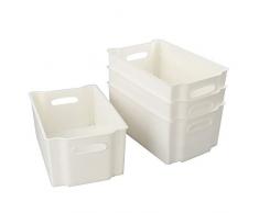 HOMMP gewebt Kunststoff Aufbewahrungskorb, Set 3 (weiß)