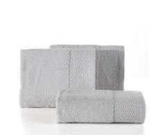 Eurofirany Handtuch Baumwolle Silber Weich Metallische Naht Bordüre Set 3-er Pack Oeko-Tex, 70X140 cm, 3