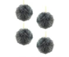 Holiday Lane Dekofiguren aus Kunstpelz, Grau, 4 Stück