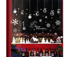 Hidreams Fensteraufkleber, Weihnachtsmotiv, Schneeflocken-Dekoration, Fenster-Aufkleber White 153pcs