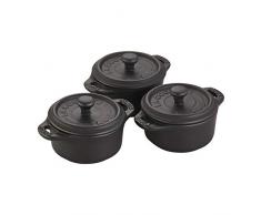 Staub 40508-088 Ceramics Mini Round Cocotte Set, 3-piece, Rustic Red