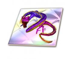 3dRose Mythologische Purple Dragon und Pastel Gitter Look Hintergrund – Keramik Fliesen, 12 Zoll (CT 218780 _ 4)