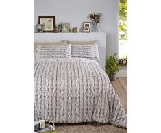 Rapport Bettbezug mit Knopfleiste und Zopfmuster, 100% gebürstete Baumwolle, naturfarben