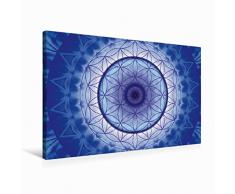 Premium Textil-Leinwand 75 x 50 cm Quer-Format Mandala Blume des Lebens blau | Wandbild, HD-Bild auf Keilrahmen, Fertigbild auf hochwertigem Vlies, Leinwanddruck von Christine BÃ¤ssler