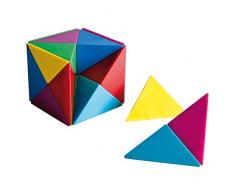 first4magnets™ Gemischte Farbe magnetische Pyramiden Tangram Cube (1 Satz von 24), Metall, Silver, 40 x 20 x 5 cm